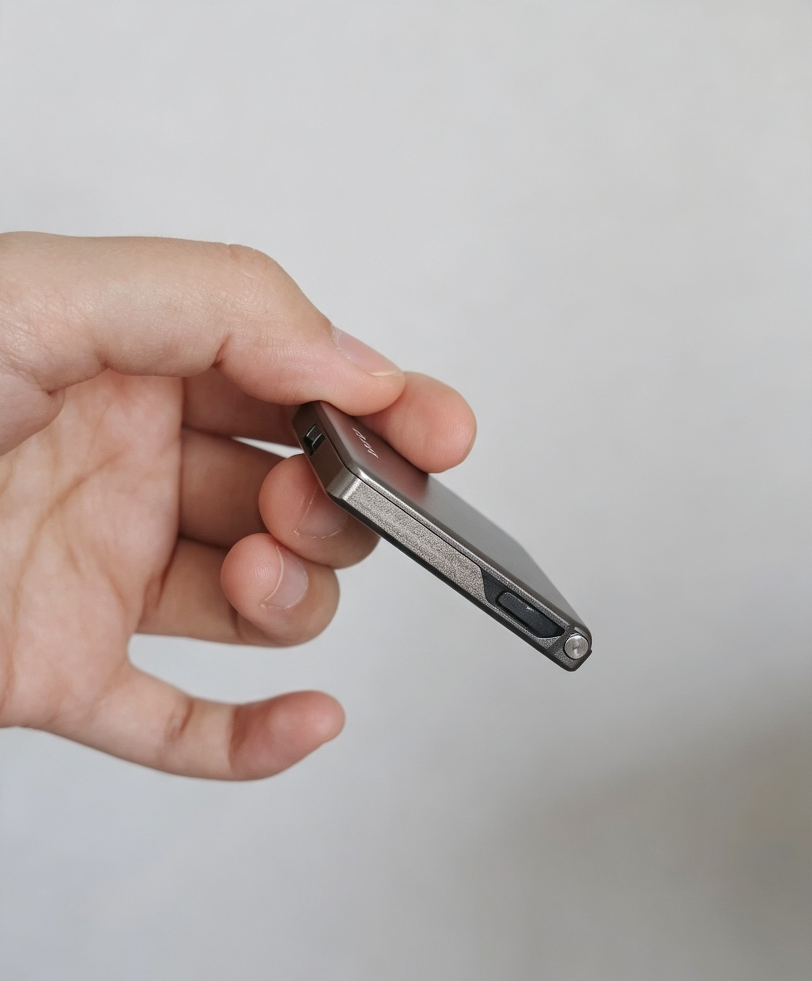 Black wireless earbud worn comfortably in a human ear